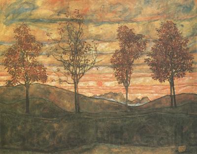 Egon Schiele Four Trees (mk12) France oil painting art